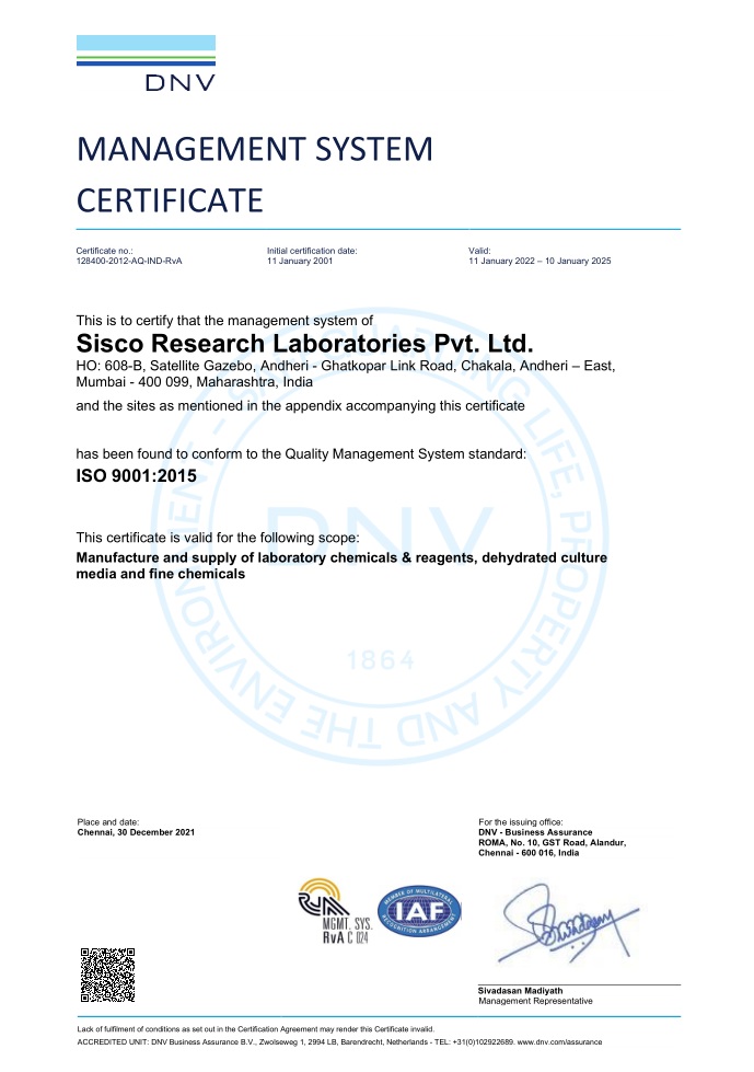 Sisco Research ISO DNV certified